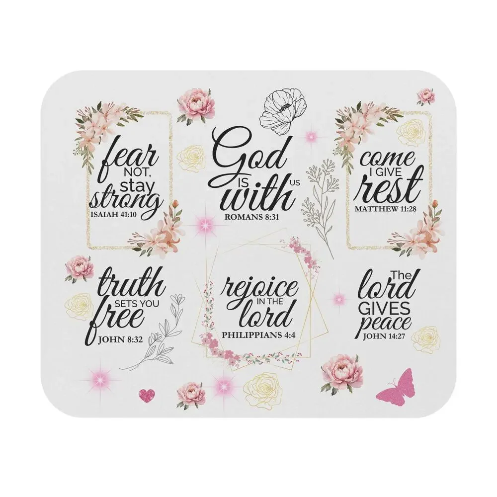 Floral Bible Verse Mouse Pad | Christian Desk Decor